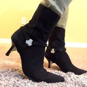 black suede booties